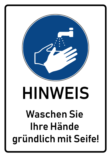 Corona Schild Hände waschen