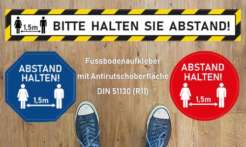 Corona Fußbodenaufklebner Abstand halten Corona, Fußbodenaufkleber, Bodenaufkleber
