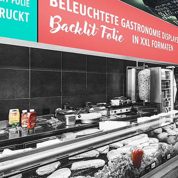 Backlit Folie bedrucken Displays