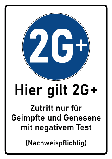 Schild 2G Regel+ plus Zutritt Hinweisscheid