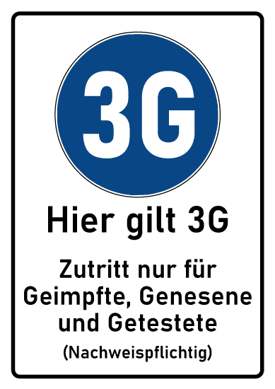 Corona Schilder 3G Regel Zutritt Hinweis
